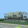 Modern Industrial Equipment Workshop With Glass Structure And Display Area