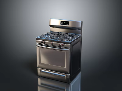 Modern Stainless Steel Gas Stove With Sleek Design Burners And Oven As Kitchen Appliance 3d model