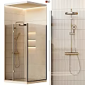 Modern Shower Sauna Design With Glass Door Tiled Walls Control Panel And Handheld Shower