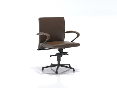 Brown Leather Office Chair With Ergonomic Armrests Swivel Wheels And Height Adjustable 3d model