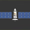 Modern Orbital Satellite With Blue Solar Panels And Metallic Body