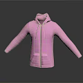 Pink Hooded Sweatshirt with Front Zipper and Side Pockets Casual Design for Comfortable Wear