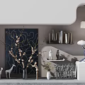 Stylish Decorative Ornament Set with Decorative Branches Deer Figurines Figure Statues Vase and Wall Art