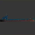 Blue And Red Cargo Ship With Long Hull And Open Deck Structure 3d model