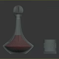 Household Pink Gradient Glass Bottle With Textured Lid And White Diamond Pattern Cup