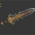Fantasy Decorative Sword With Blue Red Gold Accents And Intricate Design