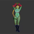 3D Game Animation Character With Green Bodysuit Red Gloves Blonde Hair And Black Boots