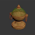 Golden Intricate Carved Pattern Decorative Ornament Spherical Design With Handles And Base For Home Decor