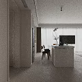 Modern Living And Dining Room Interior With Sofa Dining Table And Chandelier
