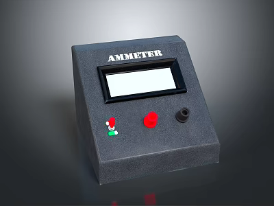 Modern Switch Panel With Digital Display Red Green Buttons And Black Control Knob 3d model