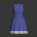 Blue Sleeveless Simple Elegant Dress With Textured Fabric And White Trim At Hem