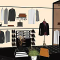 Modern Cloakroom Interior Design With Hangers And Organized Suits Shirts Shoes Storage