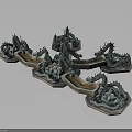Mythical Dragon Sculptures as Decorative Art with Intricate Details on Bases