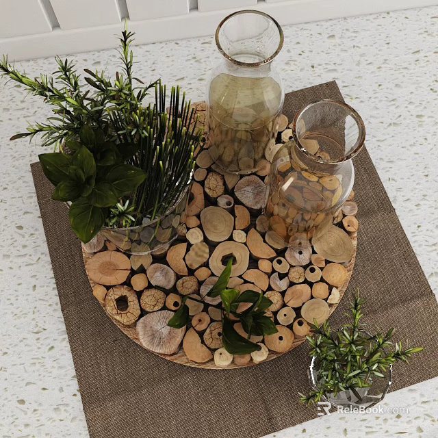 Refreshing Beverage Display In Modern Open Kitchen With Island Counter And Fresh Decor 3d model 