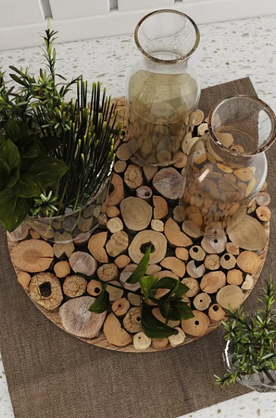 Refreshing Beverage Display In Modern Open Kitchen With Island Counter And Fresh Decor 3d model