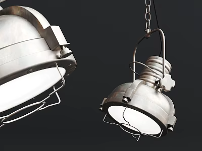Industrial Metal Pendant Light With Vintage Design Wire Cage Shade And Hanging Chain 3d model