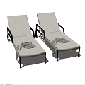 Modern Woven Lounge Chair with Metal Frame and Rolling Wheels and Soft Towel on Top