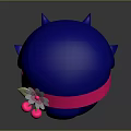 Cartoon Girl Character With Long Dark Blue Hair Pink Headband And Pink Dress