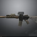 Tactical Rifle With Scope And Accessories Brown Black Finish Barrel Adjustable Stock
