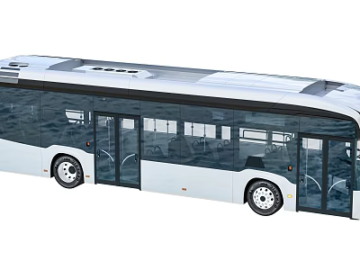 Modern City Bus Exterior With Large Windows Double Doors And White Body Design 3d model