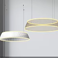 Elegant Modern Circular Pendant Lights With Striped Structure And Soft Glow For Interior 3d model