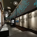 Modern Exhibition Hall Interior Featuring Historical Exhibits Wall Carvings And Display Cabinets