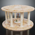 Circular Stone Platform Structure With Columns And Central Decorative Plant