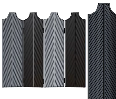Folding Room Divider Screens With Different Colors And Textured Details 3d model