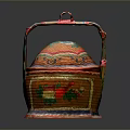 Colorful Handwoven Storage Basket With Decorative Lid And Handle For Home Organization