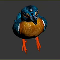 Vibrant Blue Kingfisher with Orange Belly Long Beak Red Feet on Dark Background Reflection