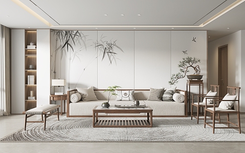 New Chinese Living Room 3d model