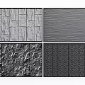 Various Background Wall Designs With Stone Wood Rough And Dark Panel Textures 3d model