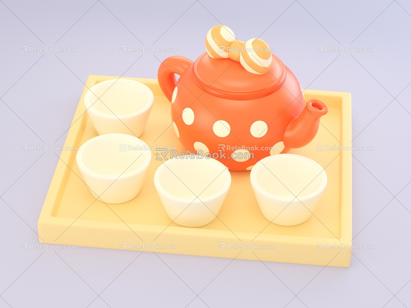 Cartoon Tableware Tea Set Teapot Cup 3d model