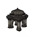 Ancient Architectural Pavilion Structure With Ornate Dome Carved Columns And Decorations