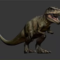 Detailed Tyrannosaurus Rex Dinosaur Model With Open Mouth Standing Pose On Neutral Background