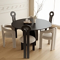 Modern Dining Table and Chair Combination Round Dining Table Dining Chair Single Chair 3d model