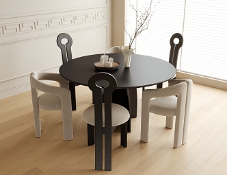 Modern Dining Table and Chair Combination Round Dining Table Dining Chair Single Chair 3d model