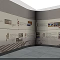 Modern Exhibition Hall Interior With Arched Decorative Wall Display Counters And Large Screen 3d model