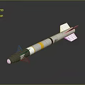 Tactical Military Weapon Missile With White Exterior Yellow Band And Stabilizing Fins