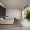 Modern Hotel Room Interior With Large Windows Greenery View Two Beds And Minimalist Design