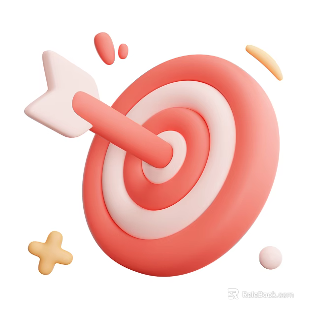 3D Decorative Ornament Set With Red Target Pink Arrow And Small Decor Elements 3d model 