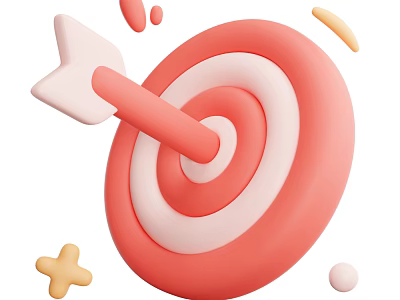 3D Decorative Ornament Set With Red Target Pink Arrow And Small Decor Elements 3d model