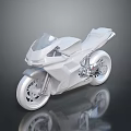 White Motorcycle 3D Model with Sleek Design and Transparent Windshield on Dark Background with Reflection 3d model