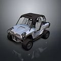 Silver Off Road Car With Open Top Black Roof And Large Tires Design 3d model