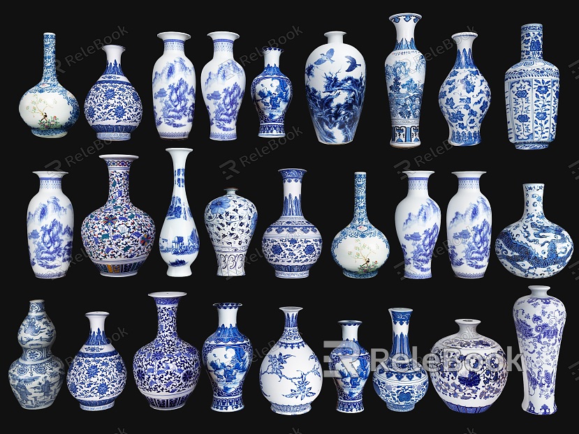 Chinese Porcelain Blue and White Porcelain Ceramic Porcelain Jar Antique Antique Porcelain Jar Plum Bottle Decoration Cultural Relics Plum Bottle Jun Porcelain Vase model