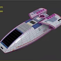 Futuristic Spacecraft Design For Cosmic Exploration With Sleek White Body And Blue Red Accents