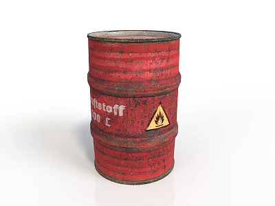 Durable Red Household Storage Barrel with ChemiStaff Label and Sturdy Design 3d model