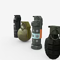 Different Types Of Hand Grenades With Various Colors And Label Designs