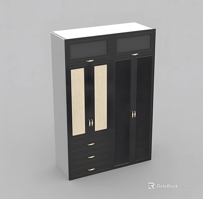 Modern Wardrobe Interior With Drawers Cabinet Doors Glass Panels And Storage Solutions 3d model 