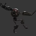 Intelligent Machine With Mechanical Structure Articulated Limbs And Red Silver Complex Exterior Design